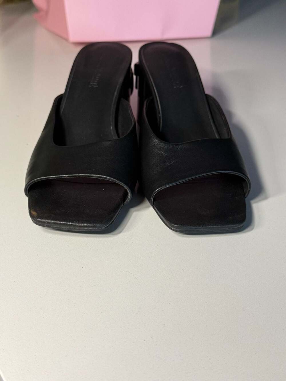 Gianfranco Ferre Black Leather Logo Heel Mules - Picture 8 of 9
